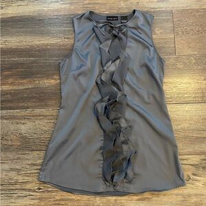 New York & Company dark gray sleeveless blouse with ruffles